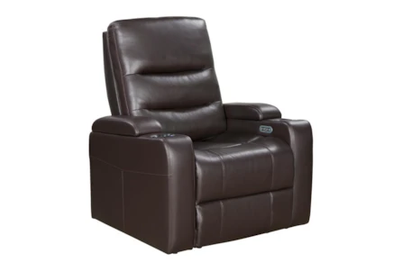 Calla Brown Faux Leather Power Recliner W/Power Headrest & USB - Main