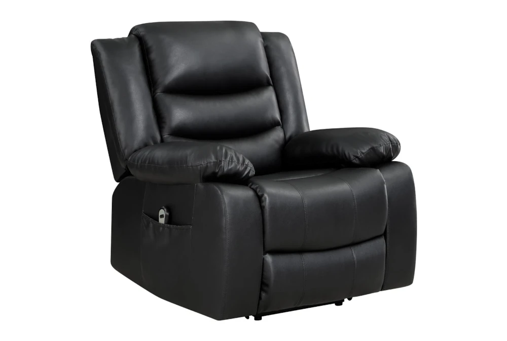Foster Black Faux Leather Power Lift Recliner