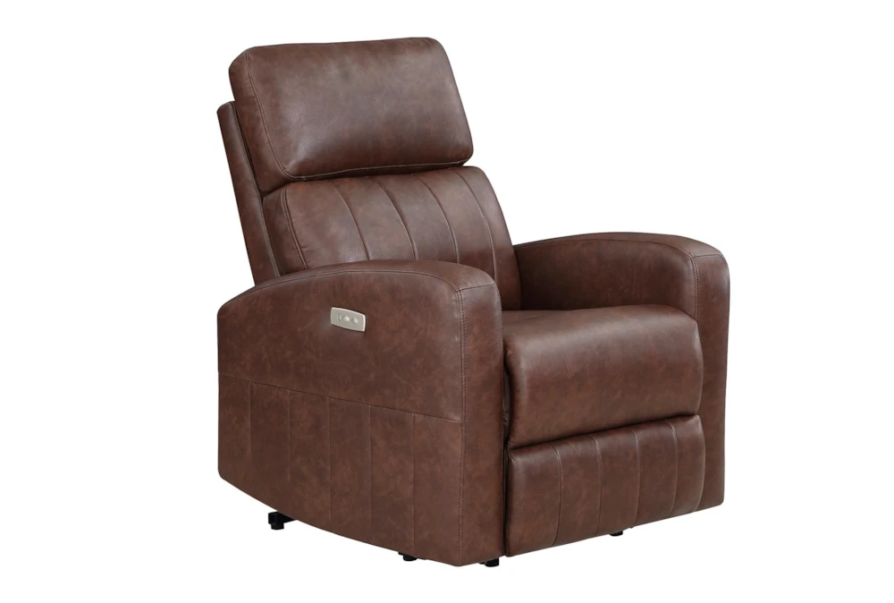 Driggs Brown Faux Leather Power Lift Recliner W/USB