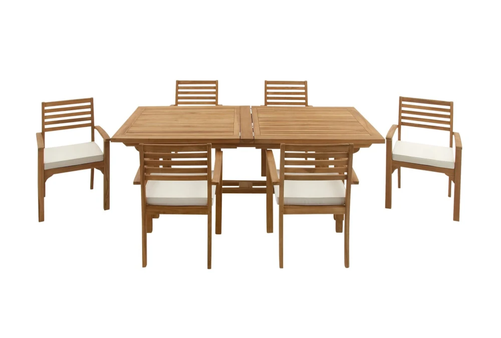 83" Modern Outdoor Teak Wood Dining Set For 6