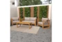 Modern Outdoor Grey + Teak 4 Piece Sofa Conversation Set - Room