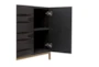 63" Modern Brown Wood Facet Geometric 4 Door Cabinet - Detail