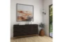63" Modern Brown Wood Facet Geometric 4 Door Cabinet - Room