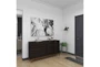 63" Modern Brown Wood Facet Geometric 4 Door Cabinet - Room