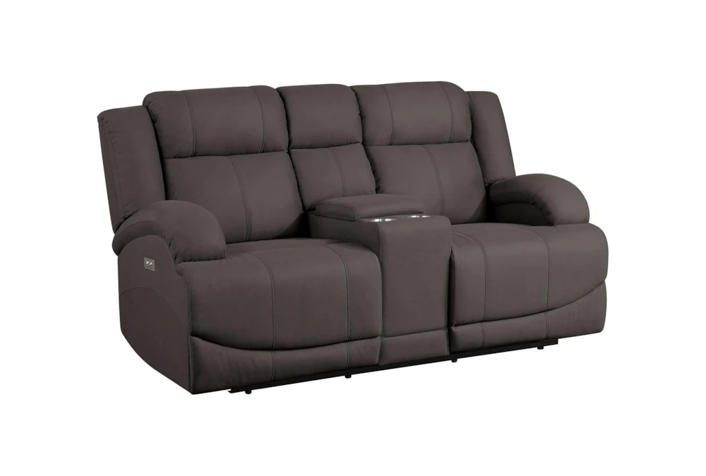 Rosalie Brown 71" Power Reclining Console Loveseat With USB