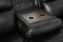 Cameron Black 87" Reclining Sofa With Dropdown Tray - Detail