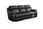 Cameron Black 87" Reclining Sofa With Dropdown Tray - Detail