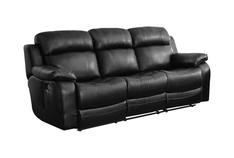 Cameron Black 87" Reclining Sofa With Dropdown Tray - 360