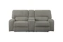 Alain Grey 85" Power Reclining Console Loveseat With Power Headrest & USB - Front