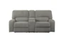 Alain Grey 85" Manual Reclining Console Loveseat - Front