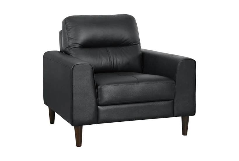 Anslee Black Leather Arm Chair - 360