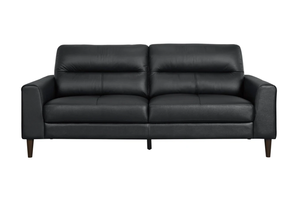Anslee Black 76" Leather Sofa