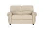 Sidney Cream 63" Leather Loveseat - Front