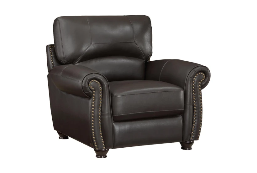 Sidney Dark Brown Leather Arm Chair - 360