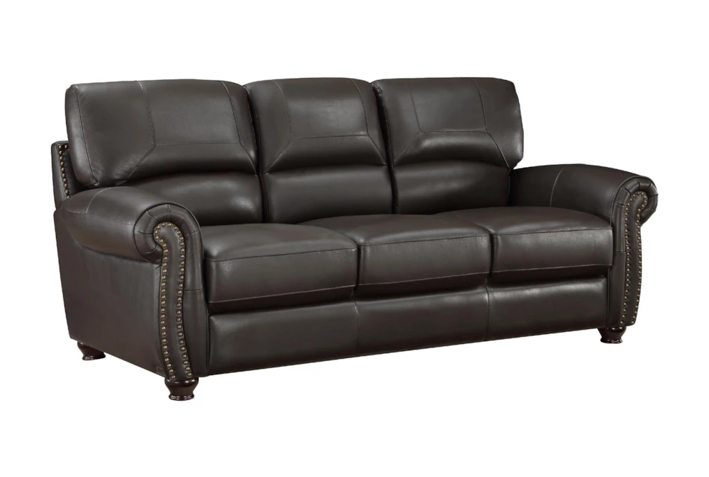 Sidney Dark Brown 84" Leather Sofa