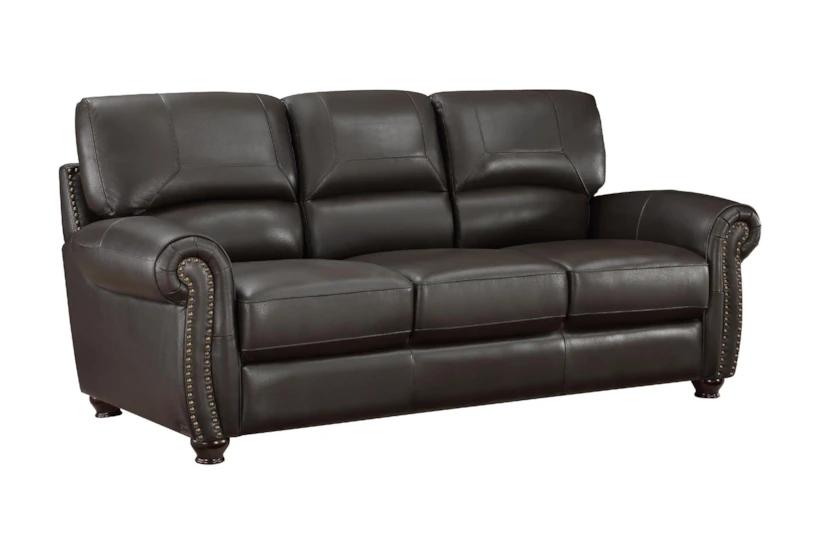 Sidney Dark Brown 84" Leather Sofa - 360