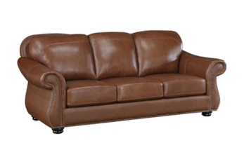 Beven Camel Brown 85" Leather Sofa