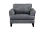 Saben Burnish Grey Leather Arm Chair - Front