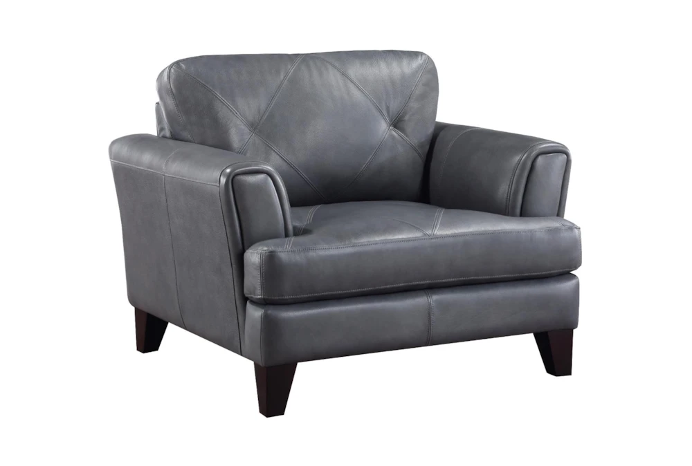 Saben Burnish Grey Leather Arm Chair