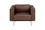 Hazen Brown Leather Arm Chair - Front