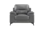 Carmel Dark Grey Leather Arm Chair - Front