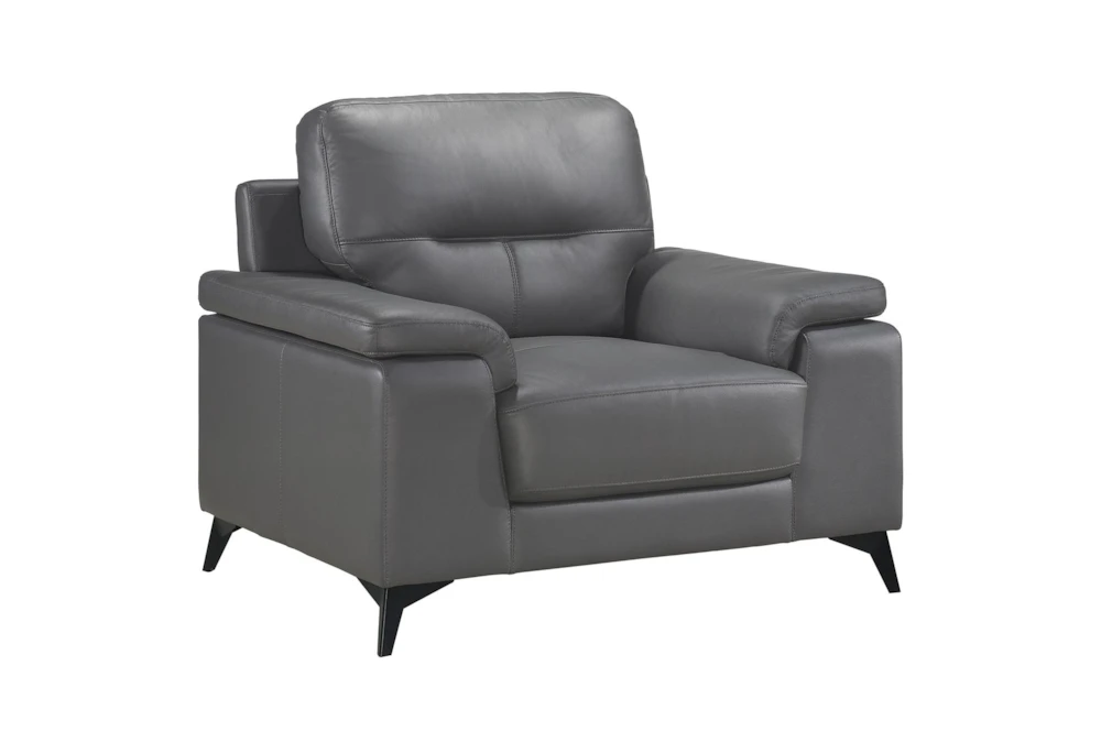 Carmel Dark Grey Leather Arm Chair