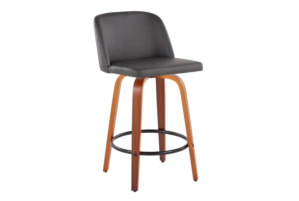 Tori Walnut and Grey Faux Leather Counter Stool Set Of 2