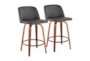 Tori Walnut and Grey Faux Leather Counter Stool Set Of 2 - Signature
