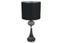 25" Smoke Grey Fluted Glass Table Lamp With Black Shade - Signature