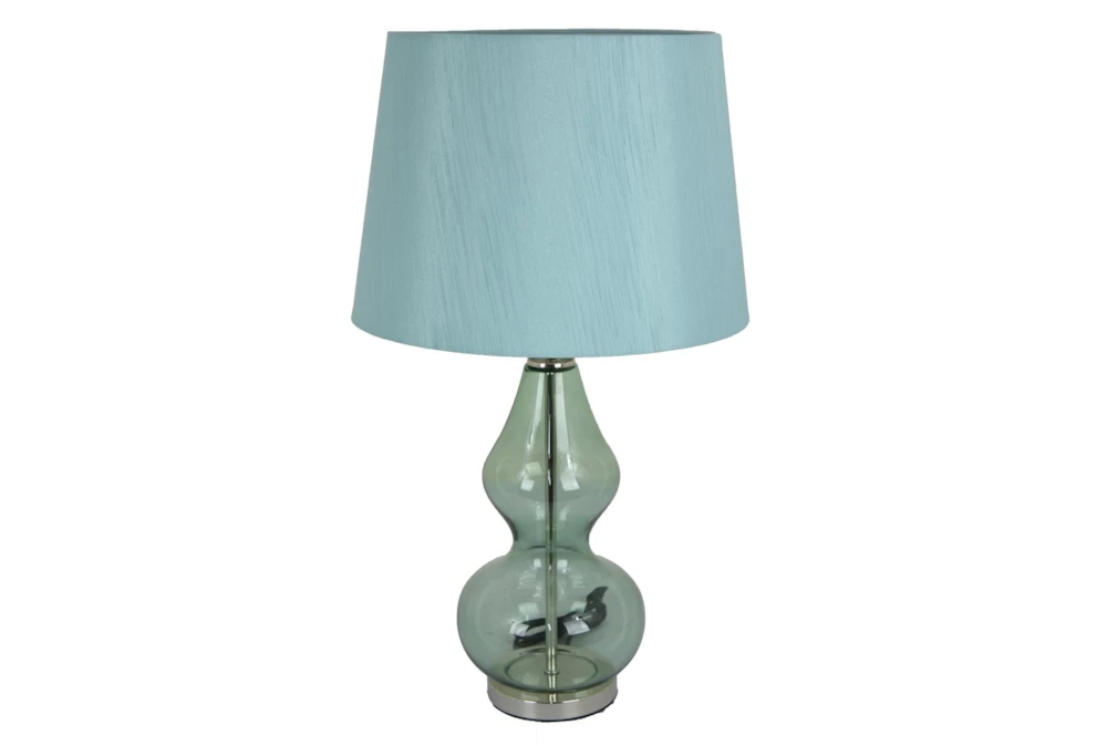 27" Blue Transparent Glass 2 Tier Genie Table Lamp With Blue Shade