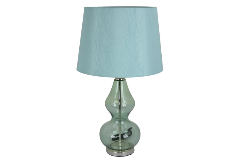 27" Blue Transparent Glass 2 Tier Genie Table Lamp With Blue Shade - 360