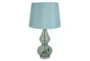 27" Blue Transparent Glass 2 Tier Genie Table Lamp With Blue Shade - Signature