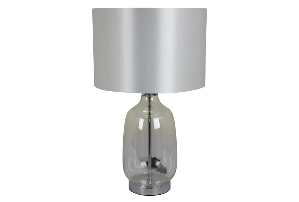 24" Gray Transparent Glass Cylinder Bulb Table Lamp With Grey Shade