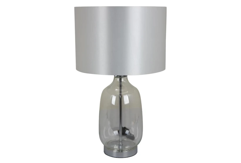 24" Gray Transparent Glass Cylinder Bulb Table Lamp With Grey Shade - 360