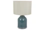 20" Teal Blue Ceramic Table Lamp With Ivory Shade - Signature