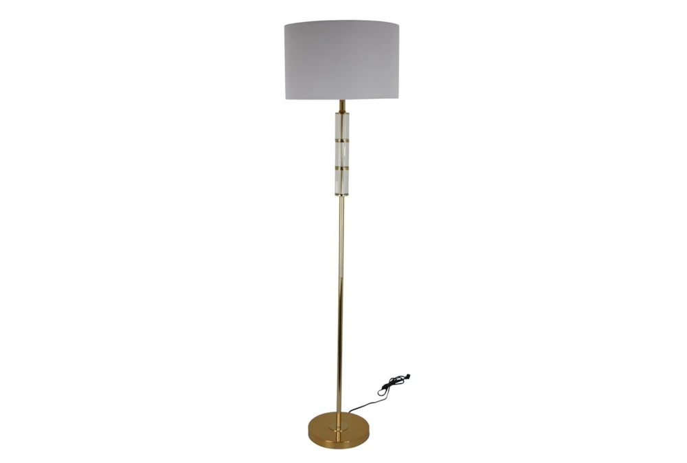 62" Clear Crystal Cylinder + Antique Brass Floor Lamp