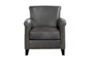 Odessa Dark Grey Leather Accent Chair - Front