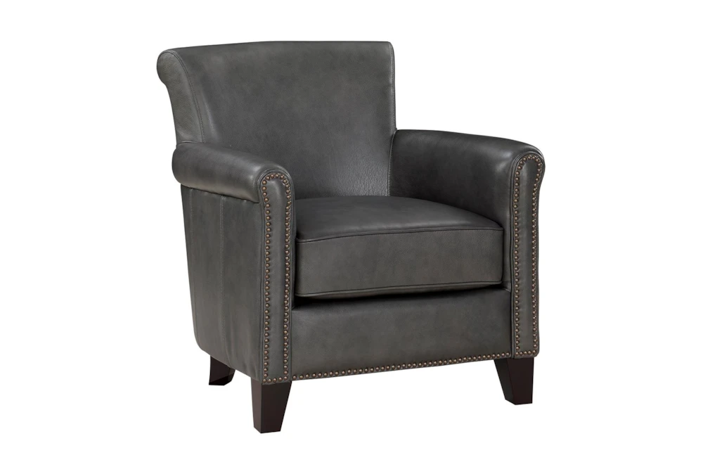 Odessa Dark Grey Leather Accent Chair