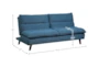 Discus Blue 75" Convertible Sleeper Sofa Bed - Detail