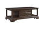 48" Rectangle Brown Traditional 2 Drawer Lift-Top Coffee Table     - Signature