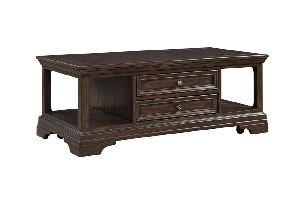 48" Rectangle Brown Traditional 2 Drawer Lift-Top Coffee Table    