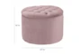 Quinn Mauve Pink Velvet Storage Round Ottoman - Detail