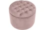 Quinn Mauve Pink Velvet Storage Round Ottoman - Top