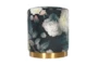 Opal Floral Velvet Ottoman With Gold Base - Signature