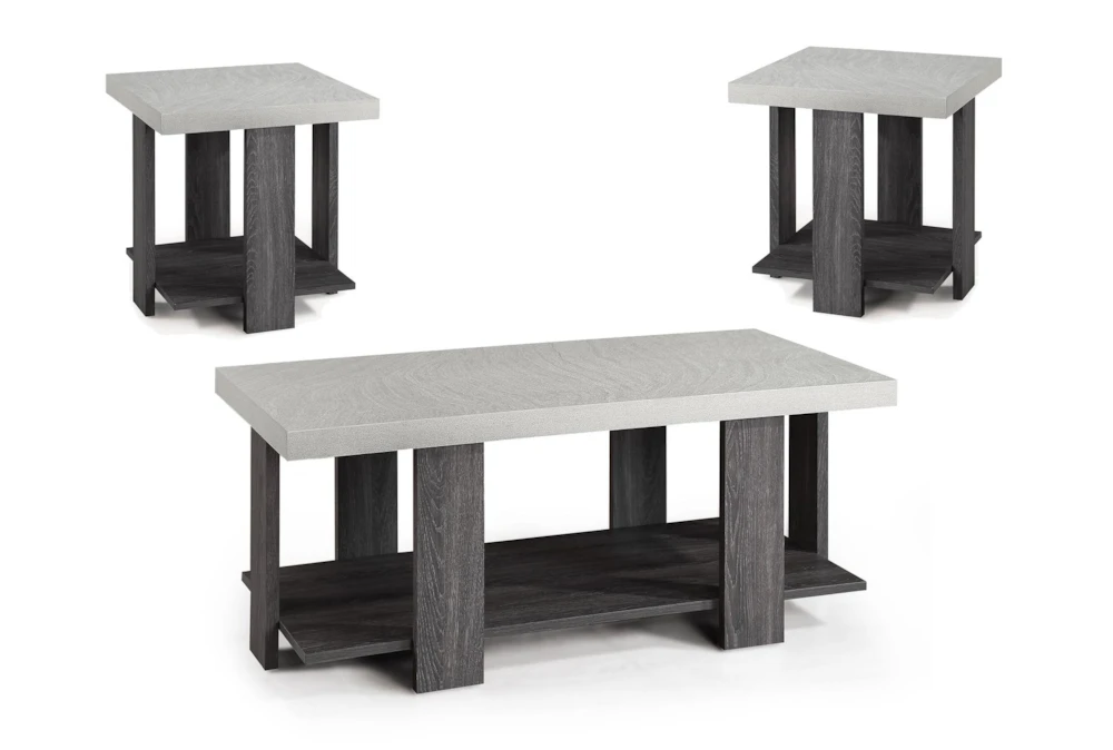 Modern Faux Stone 3 Piece Coffee Table Set