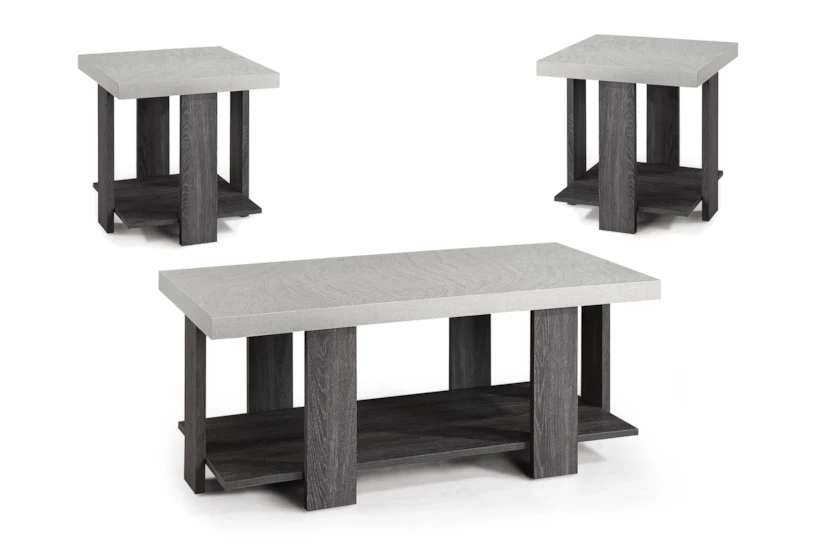 Modern Faux Stone 3 Piece Coffee Table Set - 360