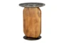 16" Marble + Mango Wood Round Accent Table  - Back