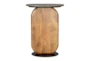 16" Marble + Mango Wood Round Accent Table  - Front