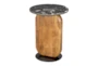 16" Marble + Mango Wood Round Accent Table  - Side