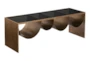 47" Brass + Black Tempered Glass + Steel Rectangle Coffee Table - Detail